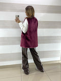 Gilet Sissie Smanicato Eco Pelliccia Bordeaux