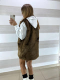 Gilet Sissie Smanicato Eco Pelliccia Marrone