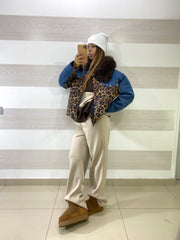 Giubbino Cheri Jeans e Maculato con Paillettes Imbottito