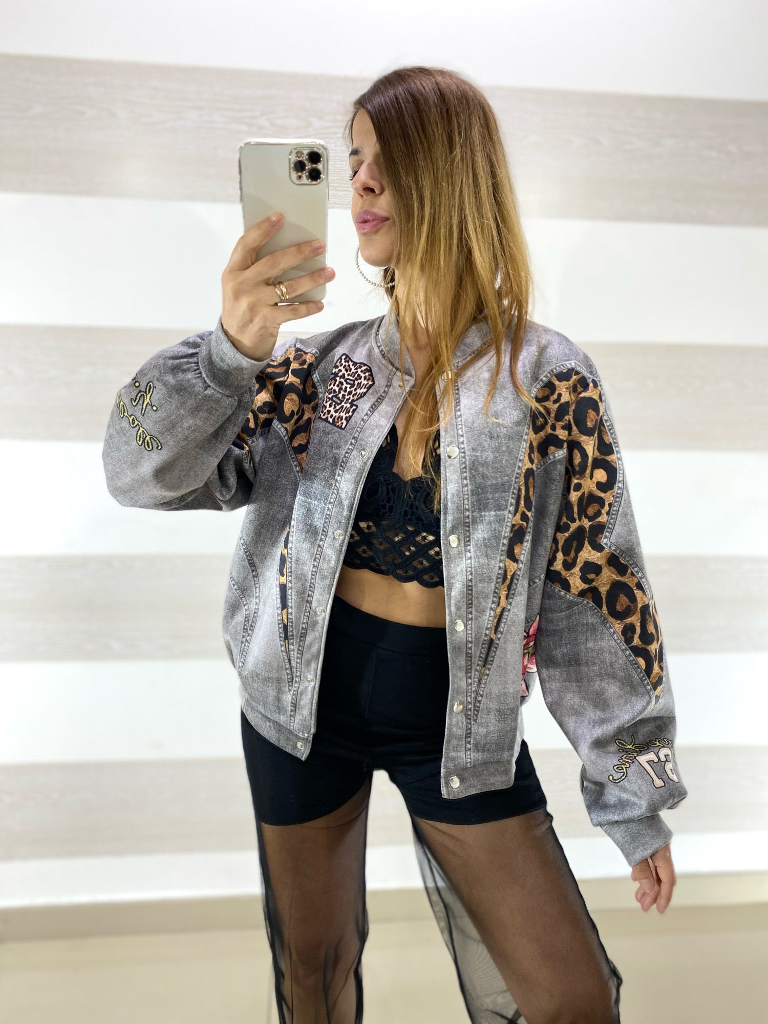 Giubbino Clorinda Effetto Jeans Nero