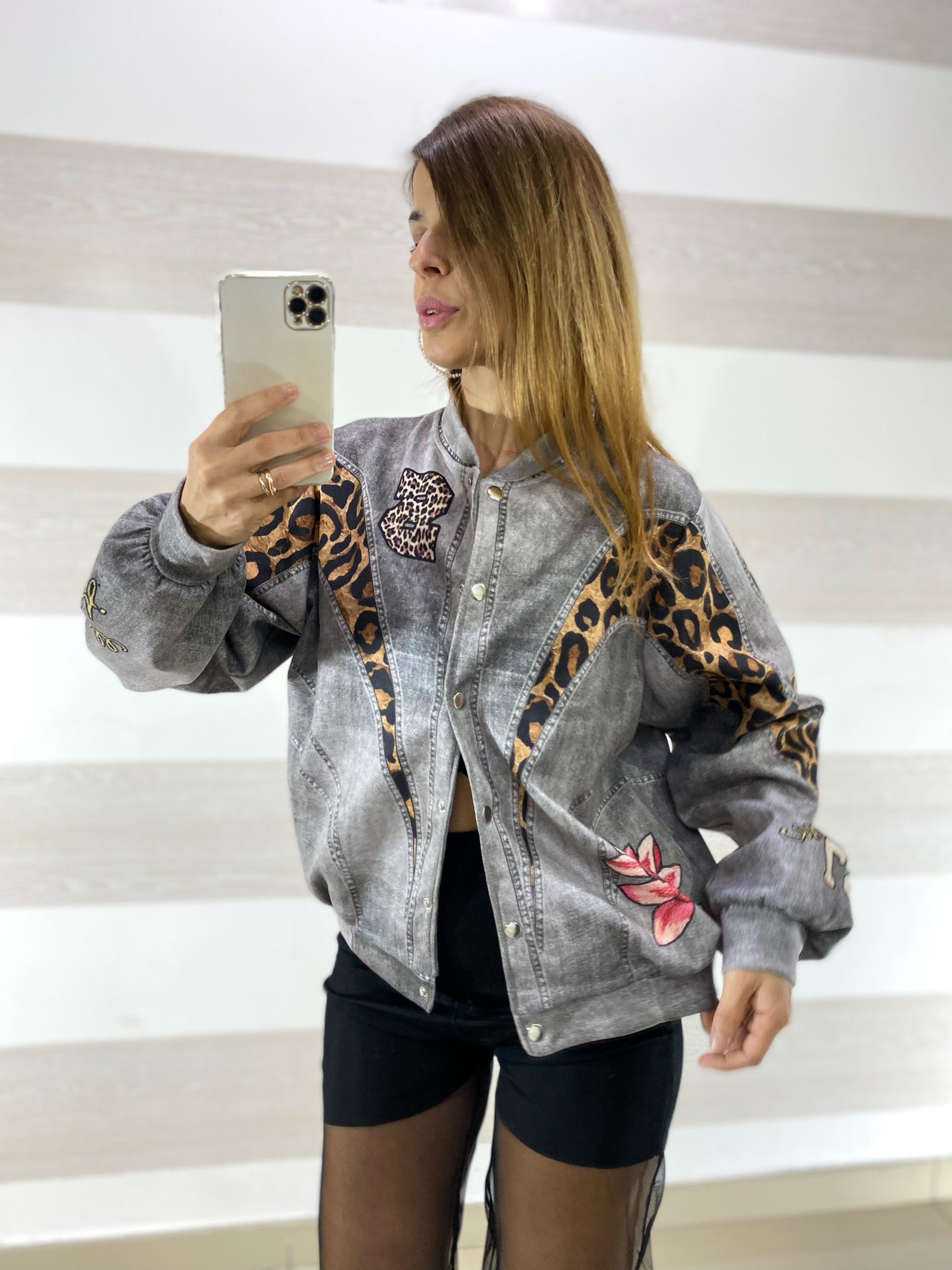 Giubbino Clorinda Effetto Jeans Nero