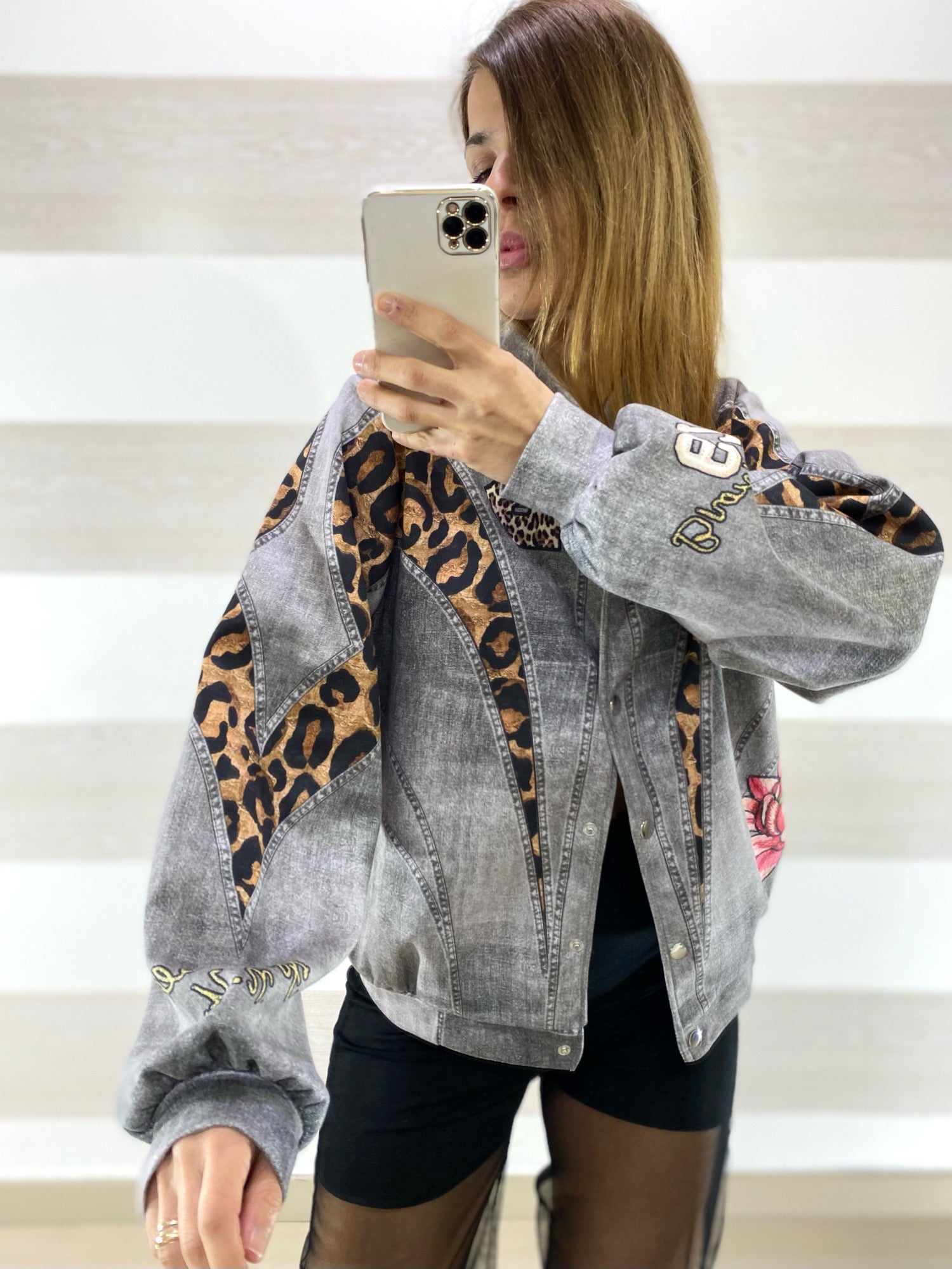 Giubbino Clorinda Effetto Jeans Nero