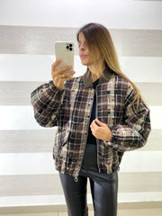 Giubbino Miranda 1 a Quadroni con Micro Strappi Sfrangiati