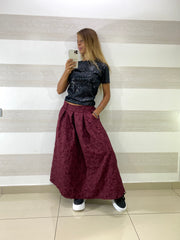 Gonna Adeline Effetto Broccato con Pence