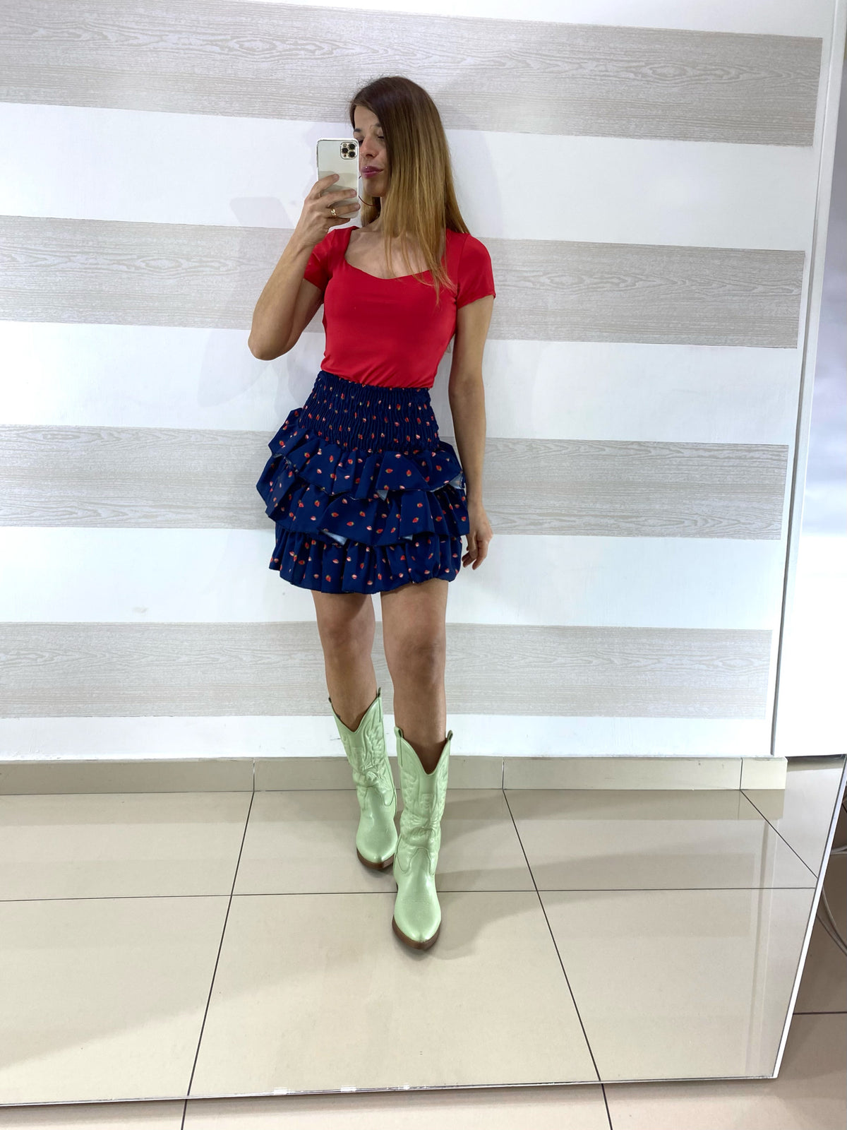 Gonna Fausta con Balze Fantasia Fragole