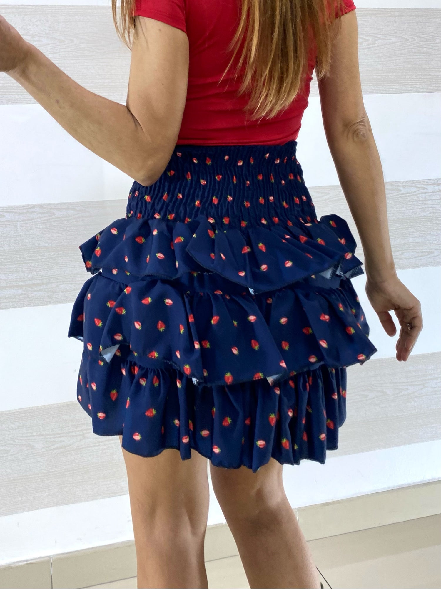 Gonna Fausta con Balze Fantasia Fragole