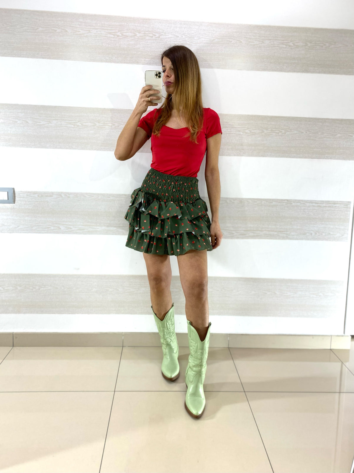 Gonna Fausta con Balze Fantasia Fragole