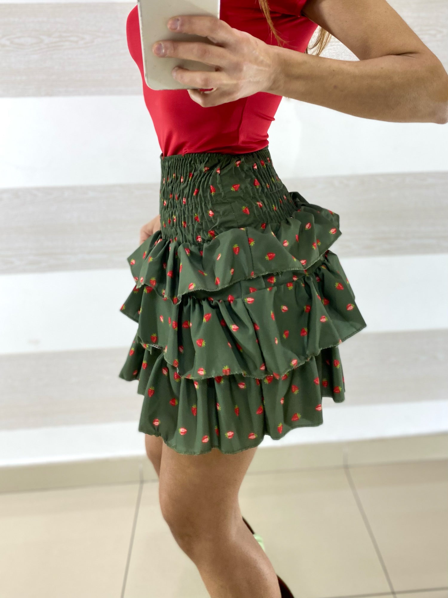 Gonna Fausta con Balze Fantasia Fragole