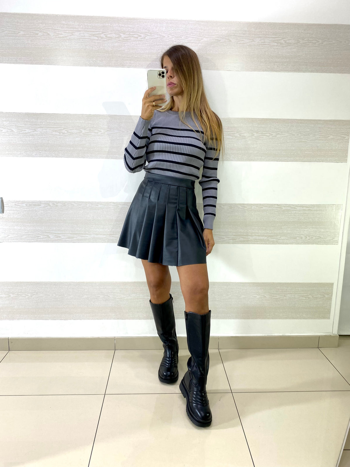 Gonna Florence Eco Pelle Plissettata