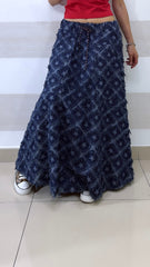 Gonna Jeans Coralie Longuette con Stelle Sfrangiata