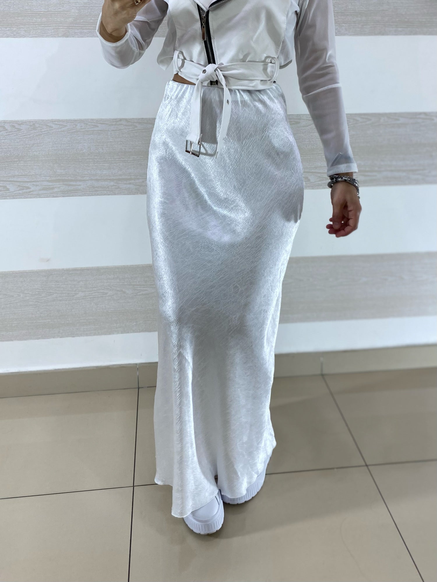 Gonna Joanna Longuette in Satin Increspato