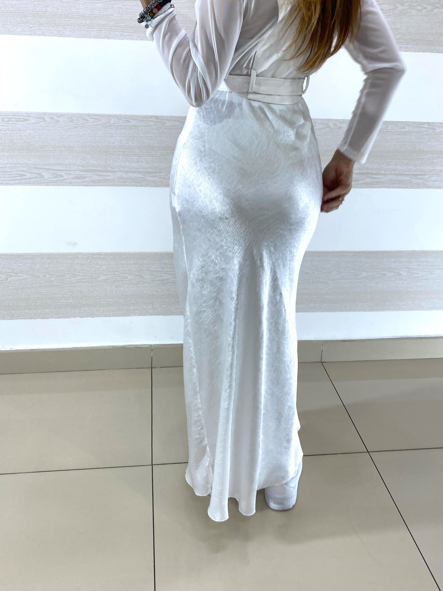 Gonna Joanna Longuette in Satin Increspato