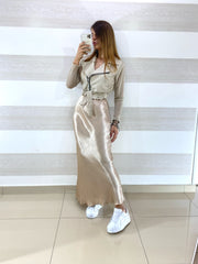 Gonna Joanna Longuette in Satin Increspato