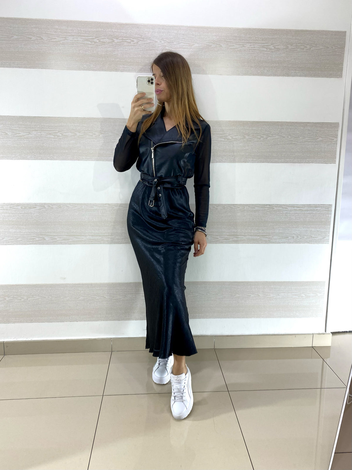 Gonna Joanna Longuette in Satin Increspato