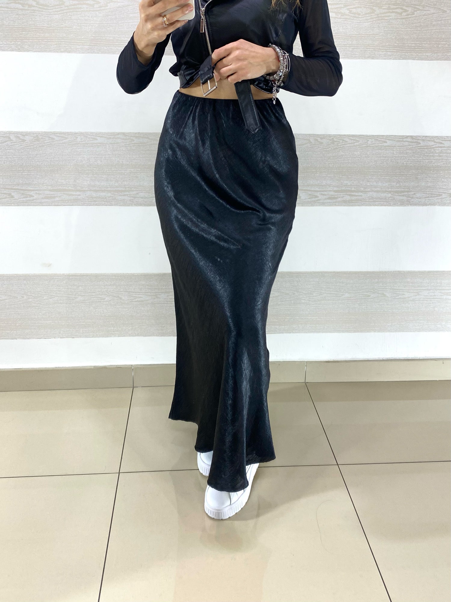 Gonna Joanna Longuette in Satin Increspato