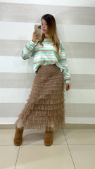 Gonna Kaety in Tulle con Balze e Fodera