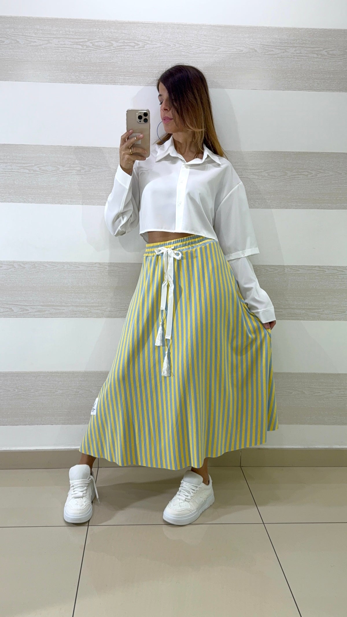 Gonna Liza Svasata con Righe Celesti