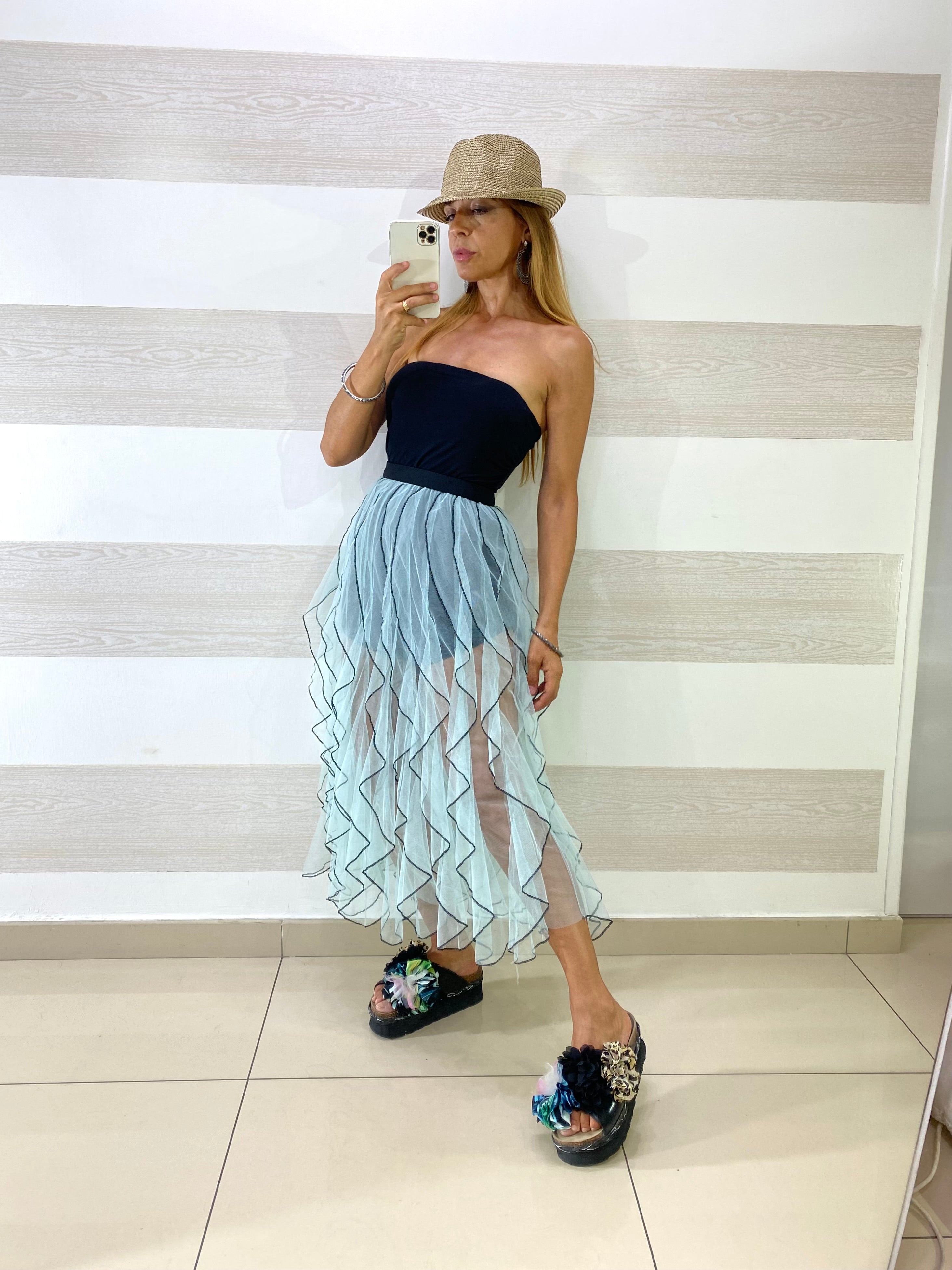 Gonna Medusa Tulle con Ruches Verticali