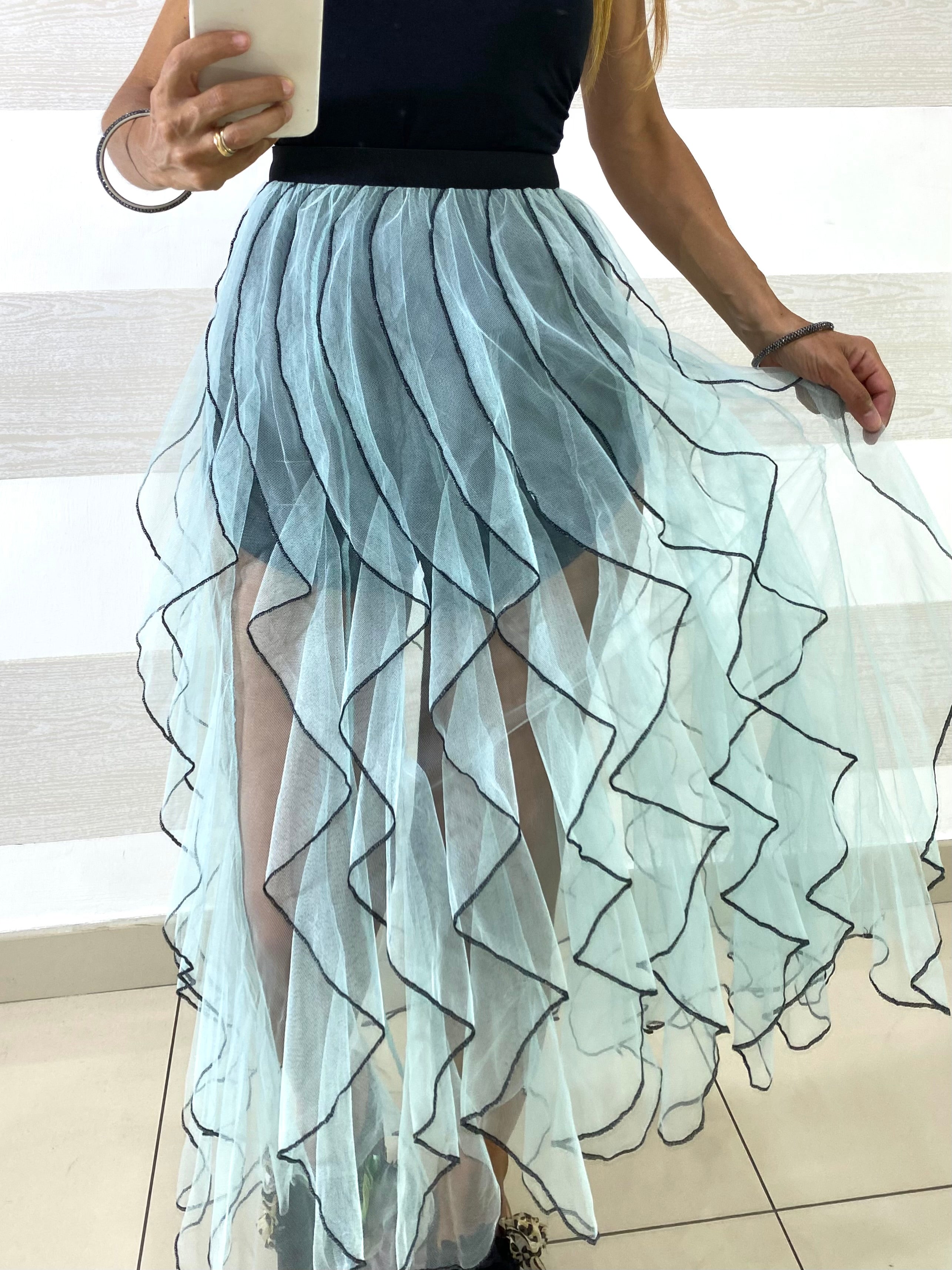 Gonna Medusa Tulle con Ruches Verticali