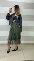 Gonna Medusa in Tulle con Ruches Verticali