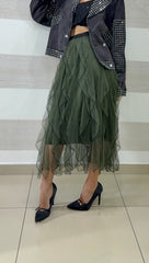 Gonna Medusa in Tulle con Ruches Verticali