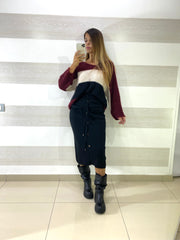 Gonna Neva con Spacco Bottoni e Tasche