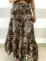 Gonna Romina1 Satin Maculato con Balze
