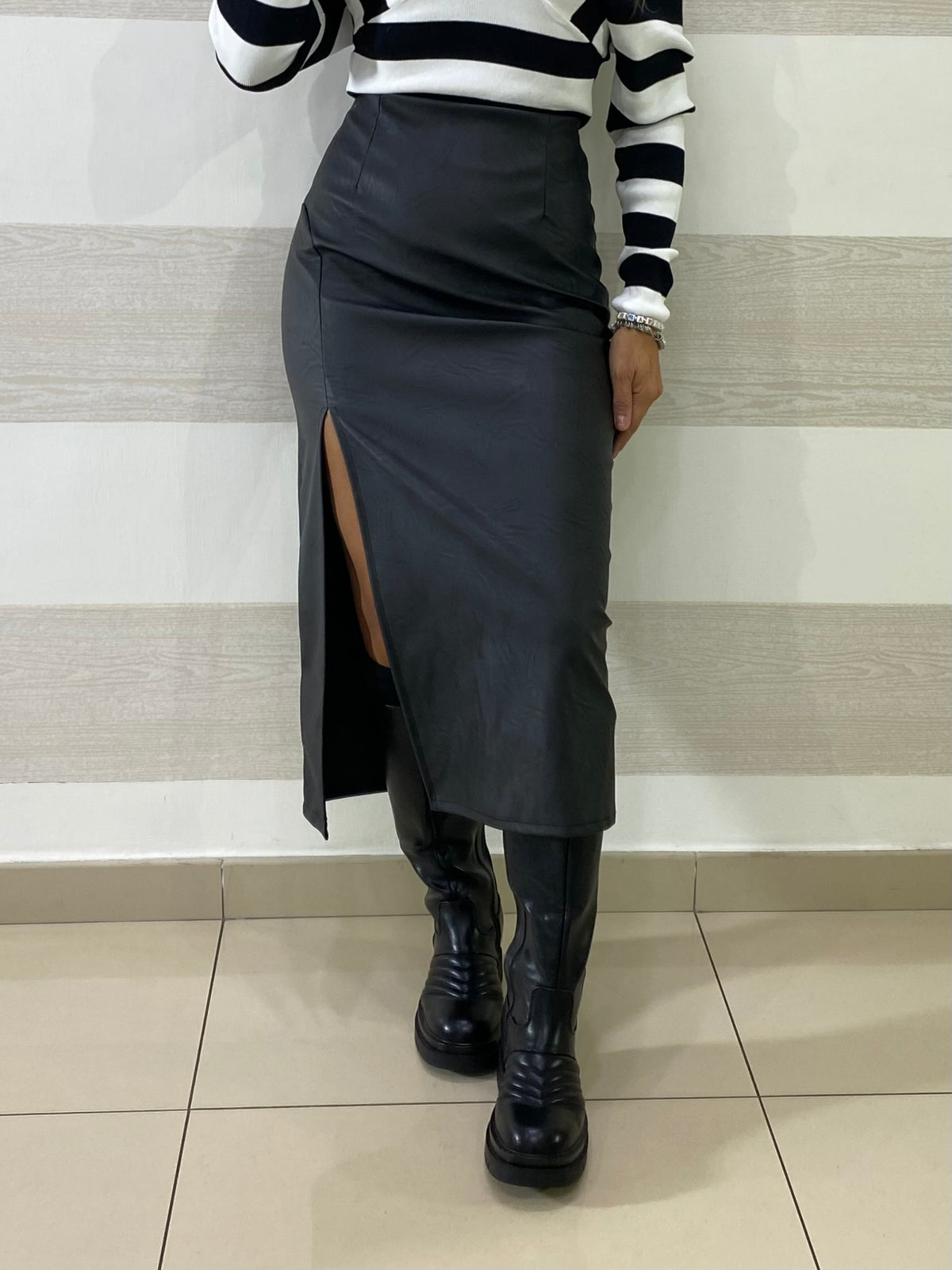 Gonna Shannon Eco Pelle con Spacco