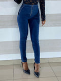 Jeans Arlene Skinny Vita Alta con Stringhe