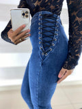 Jeans Arlene Skinny Vita Alta con Stringhe