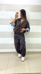 Jeans Ballon Elicia Jeans con Velluto Damascato Flowers