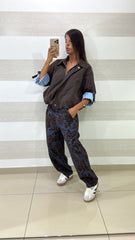 Jeans Ballon Elicia Jeans con Velluto Damascato Flowers