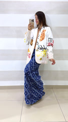 Jeans Coralie 1 a Palazzo con Stelle Sfrangiato