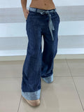 Jeans Meriel Modello Palazzo con Finto Piegone