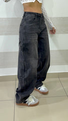 Jeans Mia Modello Balloon Nero Slavato