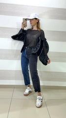 Jeans Pamelia alla Caviglia Bicolore
