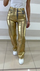 Jeans Pauleen a Palazzo Metallick Stampa Oro