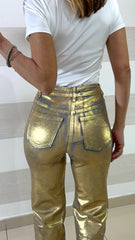 Jeans Pauleen a Palazzo Metallick Stampa Oro