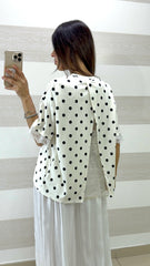 Maglia Ashlie a Pois Aperta Dietro con Pizzo