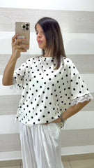 Maglia Ashlie a Pois Aperta Dietro con Pizzo