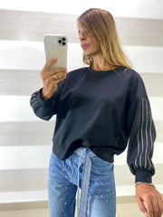 Maglia Bernice Manica Sbuffo con Righe Lurex Oro