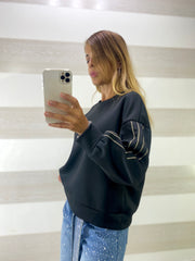 Maglia Bernice Manica Sbuffo con Righe Lurex Oro