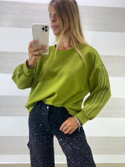 Maglia Bernice Manica Sbuffo con Righe Lurex Oro