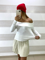 Maglia Breanne a Costine con Scollo a Barca