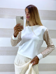 Maglia Cheryl con Maniche in Paillettes
