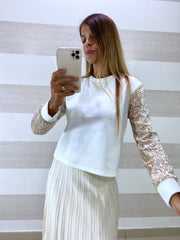 Maglia Cheryl con Maniche in Paillettes