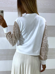 Maglia Cheryl con Maniche in Paillettes