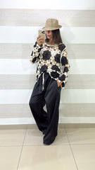 Maglia Clare Crochet Uncinetto Traforata Bicolore