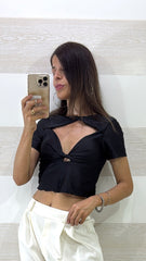 Maglia Coleen in Lycra con Coppe e Doppio Incrocio