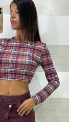 Maglia Crop Estella Tartan Elasticizzata
